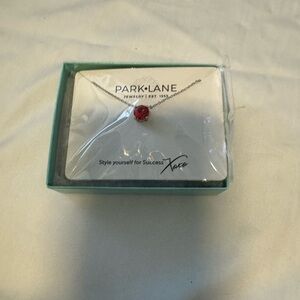 Park Lane Silver Necklace - Red Stone